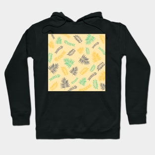 Abstract Leaves Pattern In Grey, Yellow And Green Hoodie